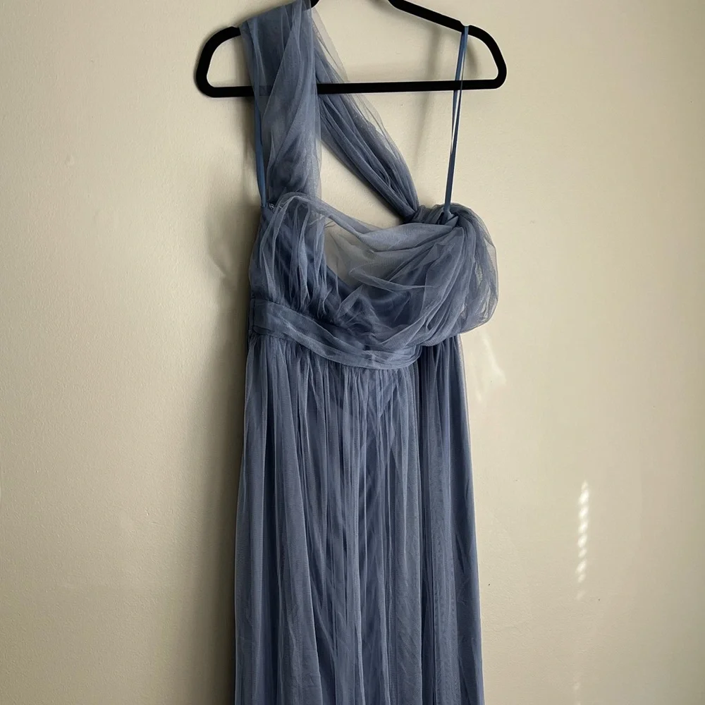 Windsor One-Shoulder Slate Blue Gown - Picture 3 of 8